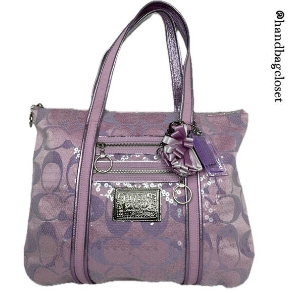 Coach Sequin Poppy Lavendar Lavender Purple Large Bling 90’s Tote Bag